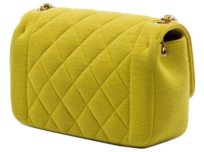 Mini borsa a tracolla Chanel Yellow Jersey Chic With Me Flap Giallo - vista 2