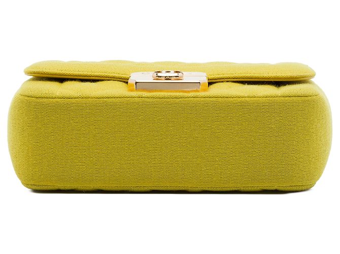 Mini borsa a tracolla Chanel Yellow Jersey Chic With Me Flap Giallo - vista 3