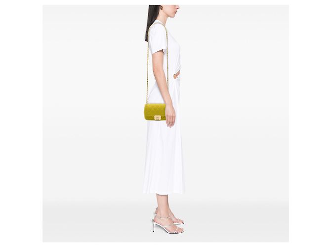 Mini borsa a tracolla Chanel Yellow Jersey Chic With Me Flap Giallo - vista 6