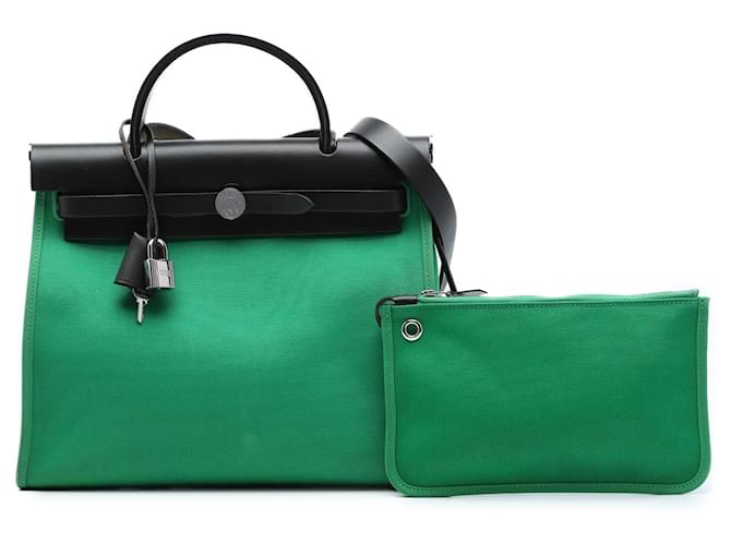 Borsa Hermès Toile Herbag Zip 31 Nera Nero - vista 7