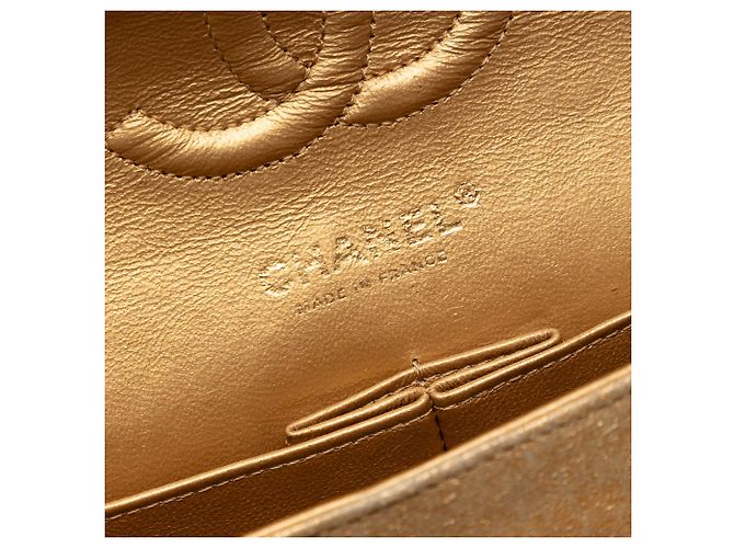Borsa a tracolla Chanel Medium Classic Double Flap in tela ricamata beige - vista 5