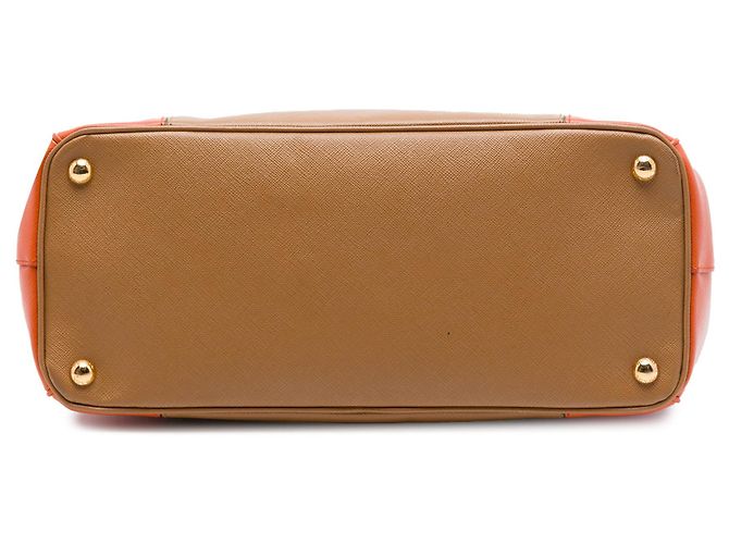 Borsa Prada Medium Bicolor Saffiano Lux Galleria Double Zip Arancione - vista 3