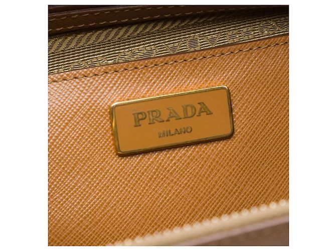 Borsa Prada Medium Bicolor Saffiano Lux Galleria Double Zip Arancione - vista 5