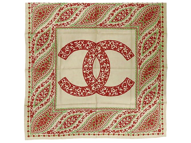 Sciarpa in seta Chanel CC Camellia Beige - vista 7