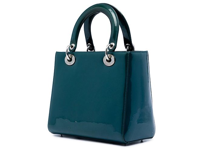 Borsa Lady Dior Medium in vernice blu - vista 2
