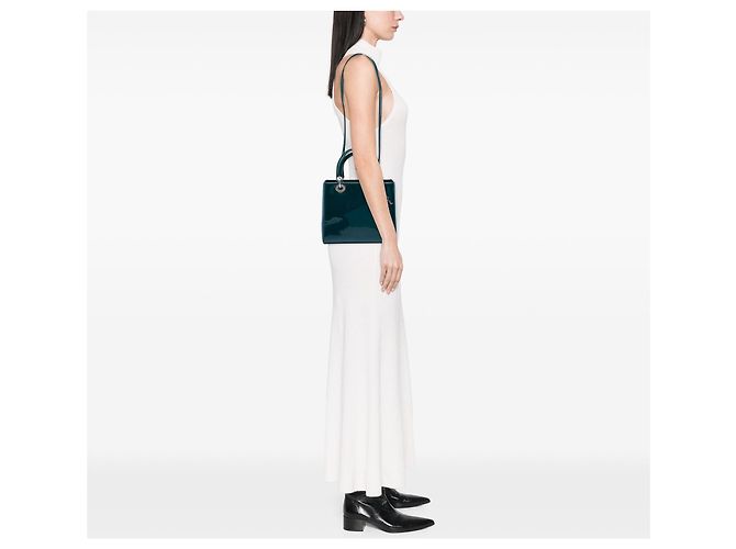 Borsa Lady Dior Medium in vernice blu - vista 5