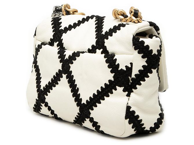 Borsa Chanel 19 in pelle di vitello crochet bianco, misura Medium - vista 2