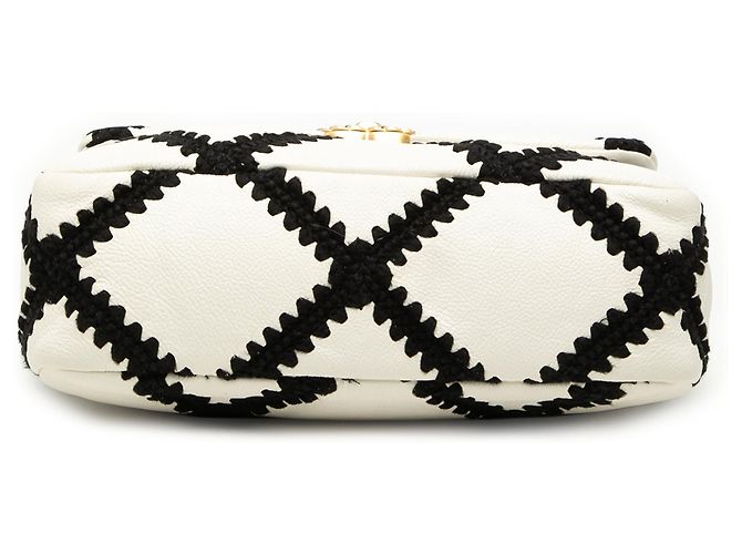 Borsa Chanel 19 in pelle di vitello crochet bianco, misura Medium - vista 3