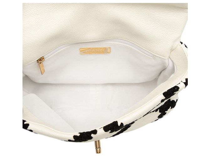 Borsa Chanel 19 in pelle di vitello crochet bianco, misura Medium - vista 4
