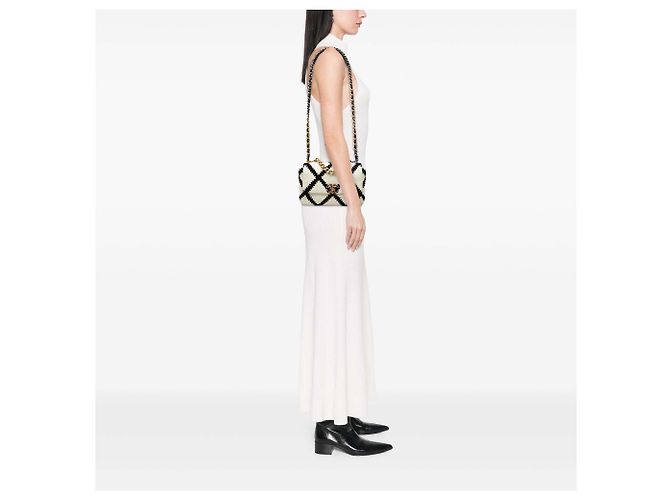 Borsa Chanel 19 in pelle di vitello crochet bianco, misura Medium - vista 7