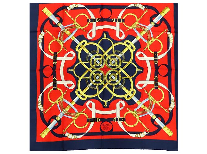 Hermès Eperon d Or 90 Schal Blau - Ansicht 2