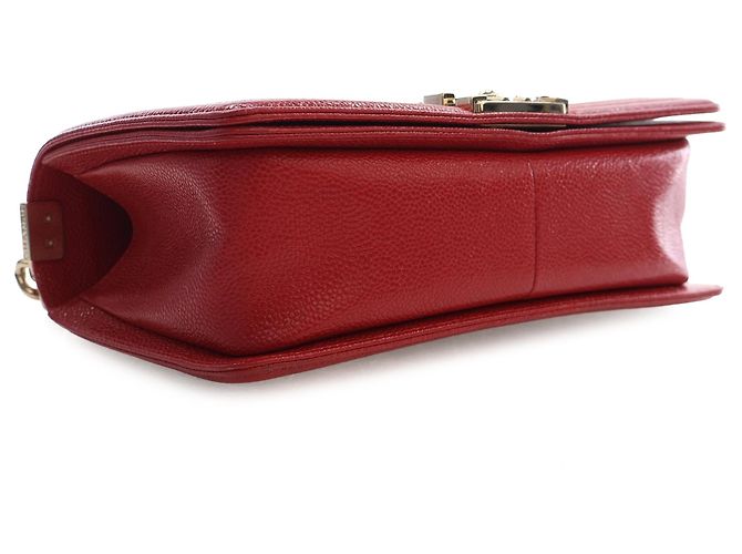 Borsa a tracolla Chanel Boy Flap in pelle Caviar trapuntata Old Medium rossa Rosso - vista 13