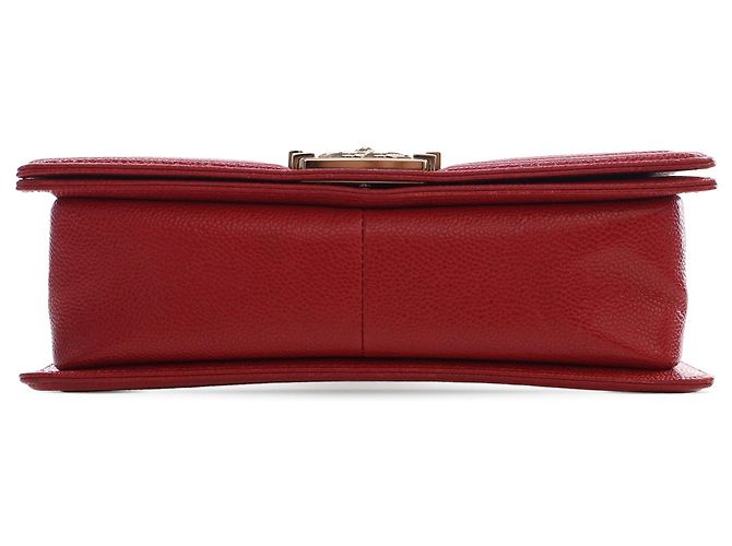 Borsa a tracolla Chanel Boy Flap in pelle Caviar trapuntata Old Medium rossa Rosso - vista 3