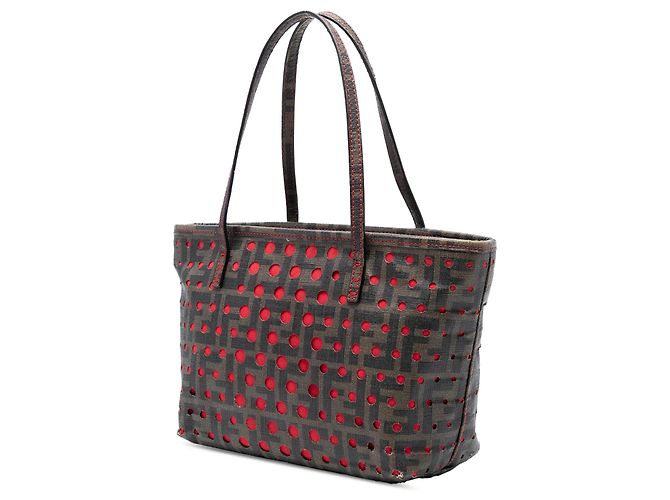 Tote Roll Perforated Zucca Spalmati Small Marrone Fendi - vista 2