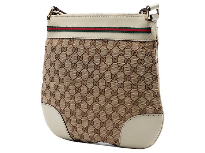 Borsa a tracolla Gucci GG Canvas Web Mayfair Beige - vista 2