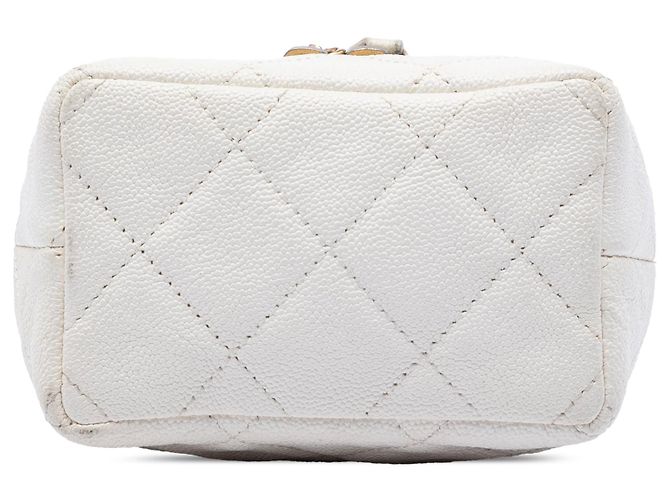 Borsa Vanity Chanel Mini Caviar con catena e chiusura a zip bianca Bianco - vista 3