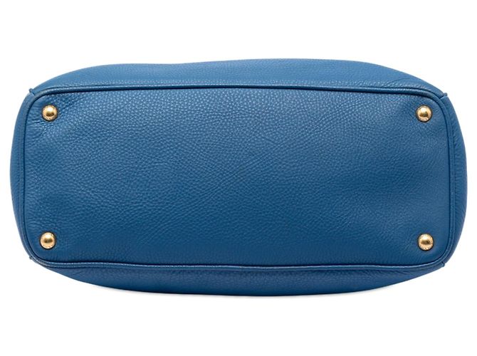 Borsa Tote Convertibile con Doppia Cerniera Blue Prada Vitello Daino - vista 3