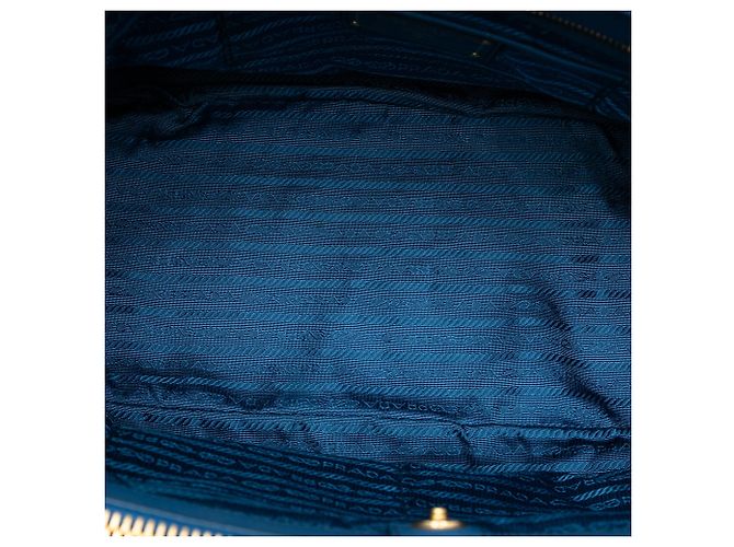 Borsa Tote Convertibile con Doppia Cerniera Blue Prada Vitello Daino - vista 4