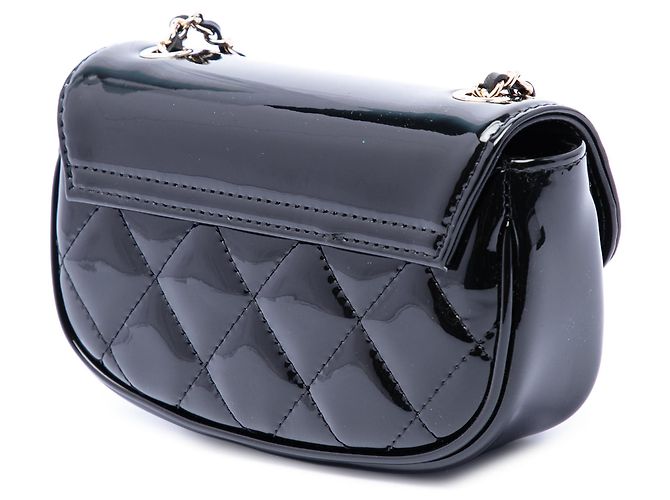 Borsa a tracolla Chanel Mini CC Quilted Patent Single Flap Nera Nero - vista 2