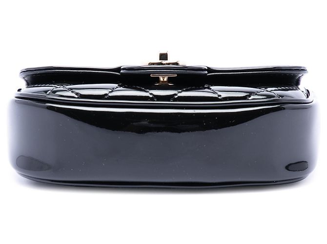 Borsa a tracolla Chanel Mini CC Quilted Patent Single Flap Nera Nero - vista 3