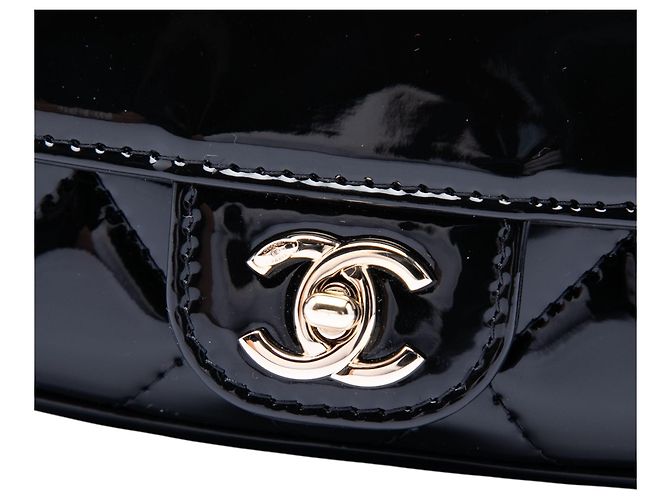 Borsa a tracolla Chanel Mini CC Quilted Patent Single Flap Nera Nero - vista 5