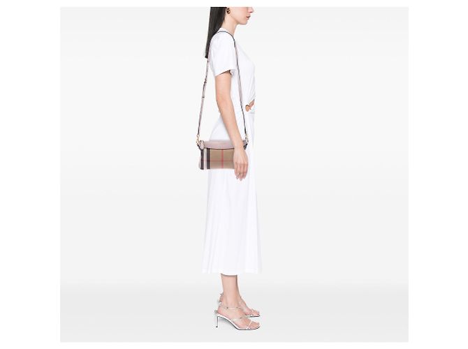 Borsa a tracolla Peyton in tela House Check beige Burberry - vista 6