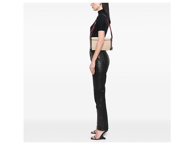 Borsa a tracolla in lana Burberry Mega Check beige - vista 6