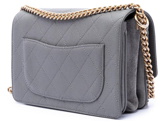 Borsa a tracolla Lady Coco Flap in caviar e scamosciato con Small CC cucito grigio di Chanel - vista 2