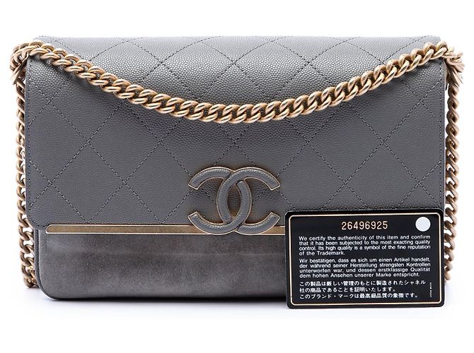 Borsa a tracolla Lady Coco Flap in caviar e scamosciato con Small CC cucito grigio di Chanel - vista 7