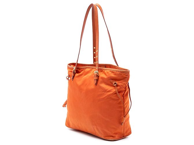 Tote in Tessuto con bordi in Saffiano arancione Prada - vista 2