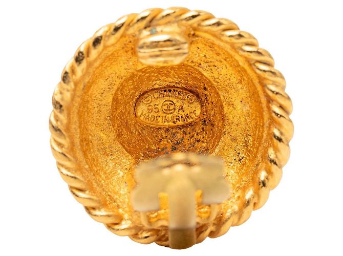 Orecchini a clip rotondi Chanel placcati oro con logo D'oro - vista 3