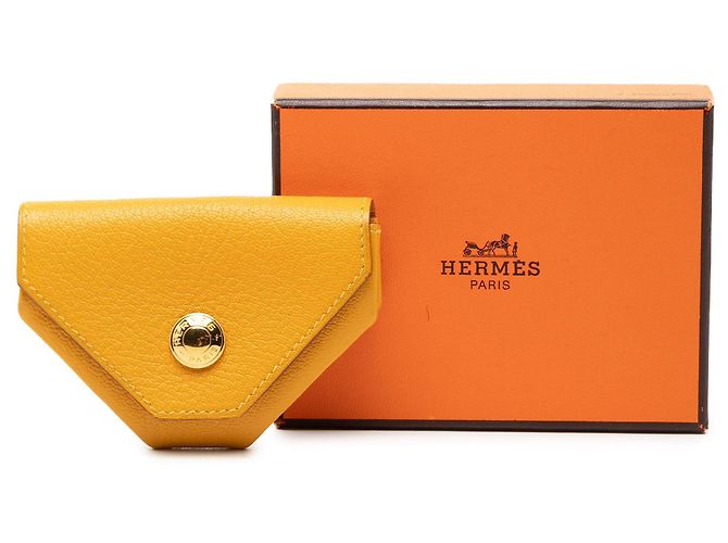 Portafoglio monete giallo Hermès Chevre Mysore Le 24 - vista 8