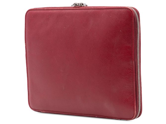 Custodia iPad e pochette con chiusura a zip in Saffiano rosso Prada - vista 2