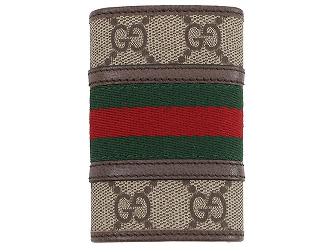Beige Gucci GG Supreme Web Ophidia Key Case - view 2