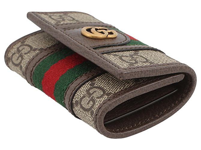 Beige Gucci GG Supreme Web Ophidia Key Case - view 3