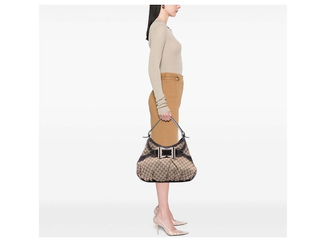 Borsa Hobo Gucci Large GG Canvas Dialux Queen Beige - vista 6