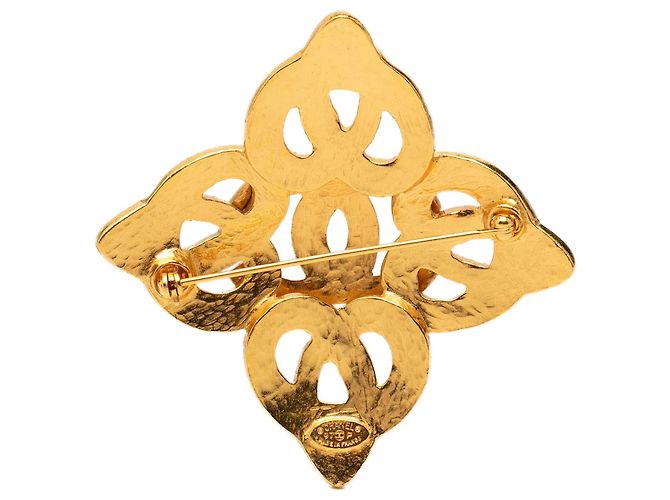 Spilla intrecciata Chanel CC placcata oro D'oro - vista 2