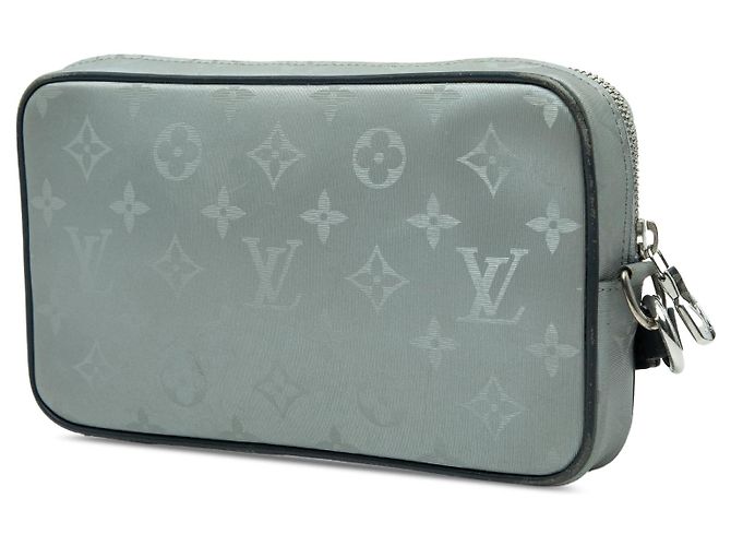 Clutch Louis Vuitton Monogram Satellite Alpha Grigio - vista 2