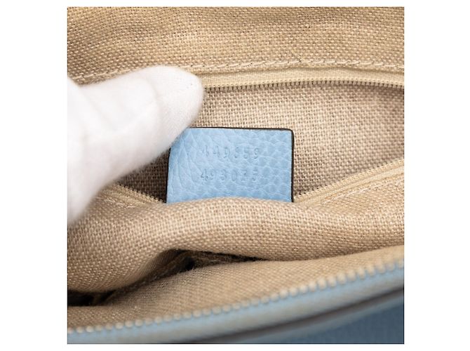 Borsa satchel Blue Gucci Dollar in pelle di vitello GG Charm - vista 6