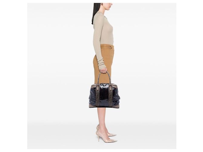 Tote Fendi Large Zucca Coated Canvas B Mix Nero - vista 6