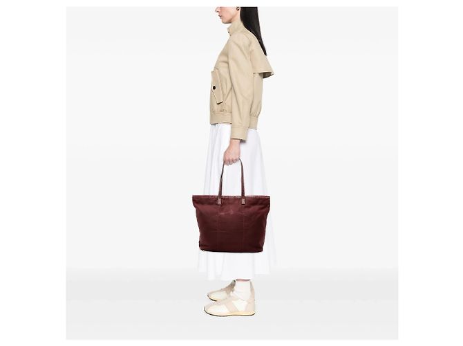 Tote Tessuto Canapa rosso con logo Prada - vista 6