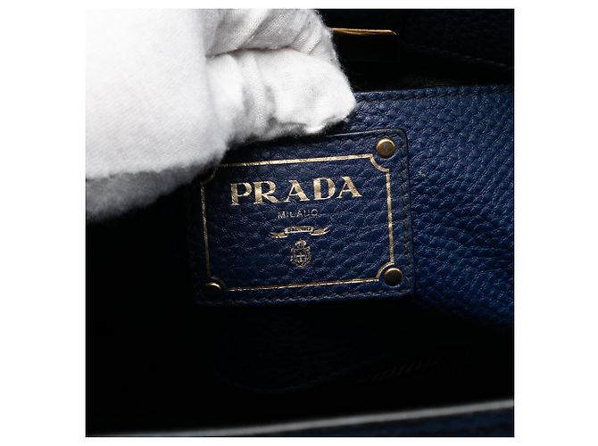 Borsa Blue Prada Vitello Daino Sound Lock - vista 5
