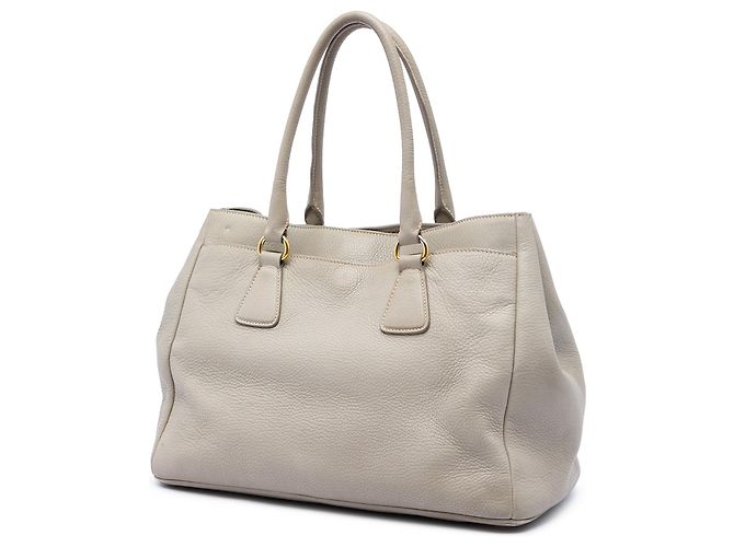 Borsa tote convertible aperta Prada Vitello Daino Grigia Grigio - vista 2