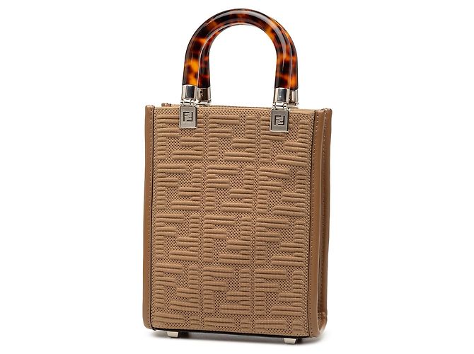 Fendi Sunshine Shopper Tote aus braunem Mini Zucca Präge-Technikgewebe - Ansicht 2