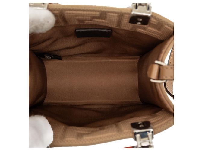 Fendi Sunshine Shopper Tote aus braunem Mini Zucca Präge-Technikgewebe - Ansicht 4