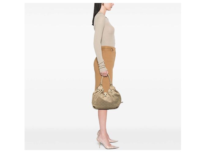 Borsa Hobo Louis Vuitton Monogram Mahina L marrone - vista 7