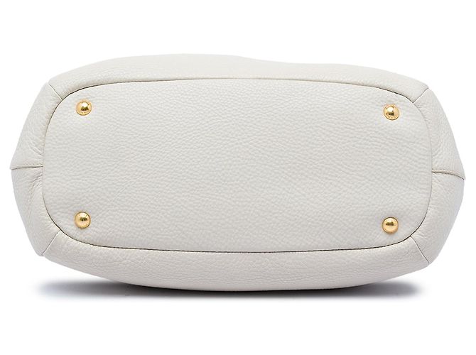 Borsa Tote Convertible con Zip Prada Vitello Daino Bianco - vista 3