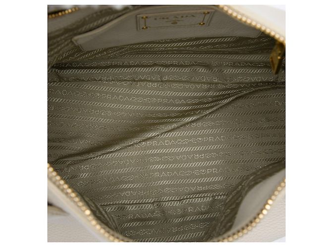 Borsa Tote Convertible con Zip Prada Vitello Daino Bianco - vista 4