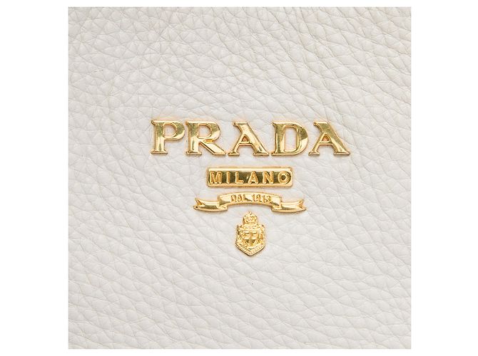 Borsa Tote Convertible con Zip Prada Vitello Daino Bianco - vista 5