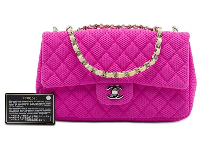 Borsa a tracolla Chanel Medium Classic Mesh Single Flap Rosa - vista 7